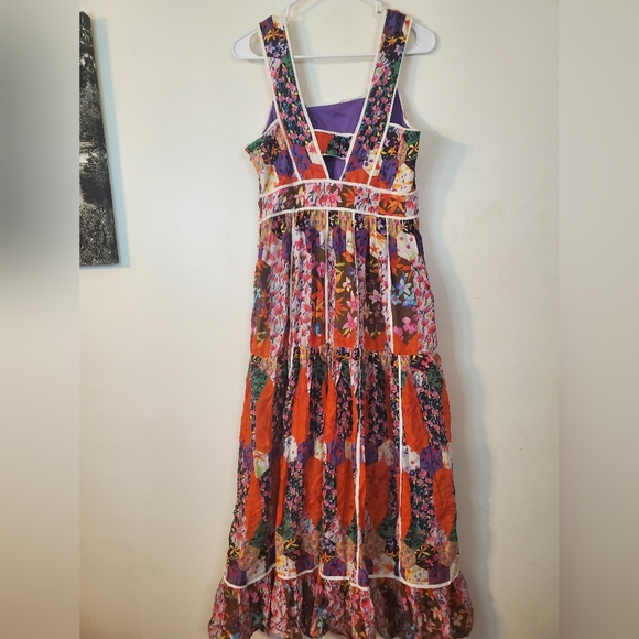 NWT Anthropologie Bhanuni By Jyoti Square Neck Maxi Dress Size 4 Garden Party - Picture 15 of 16